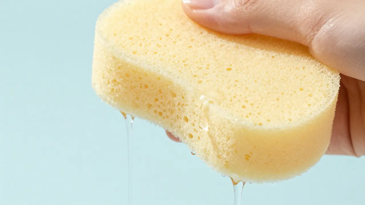 Représentation abstraite d'une éponge et d'eau symbolisant le flux et le relâchement.