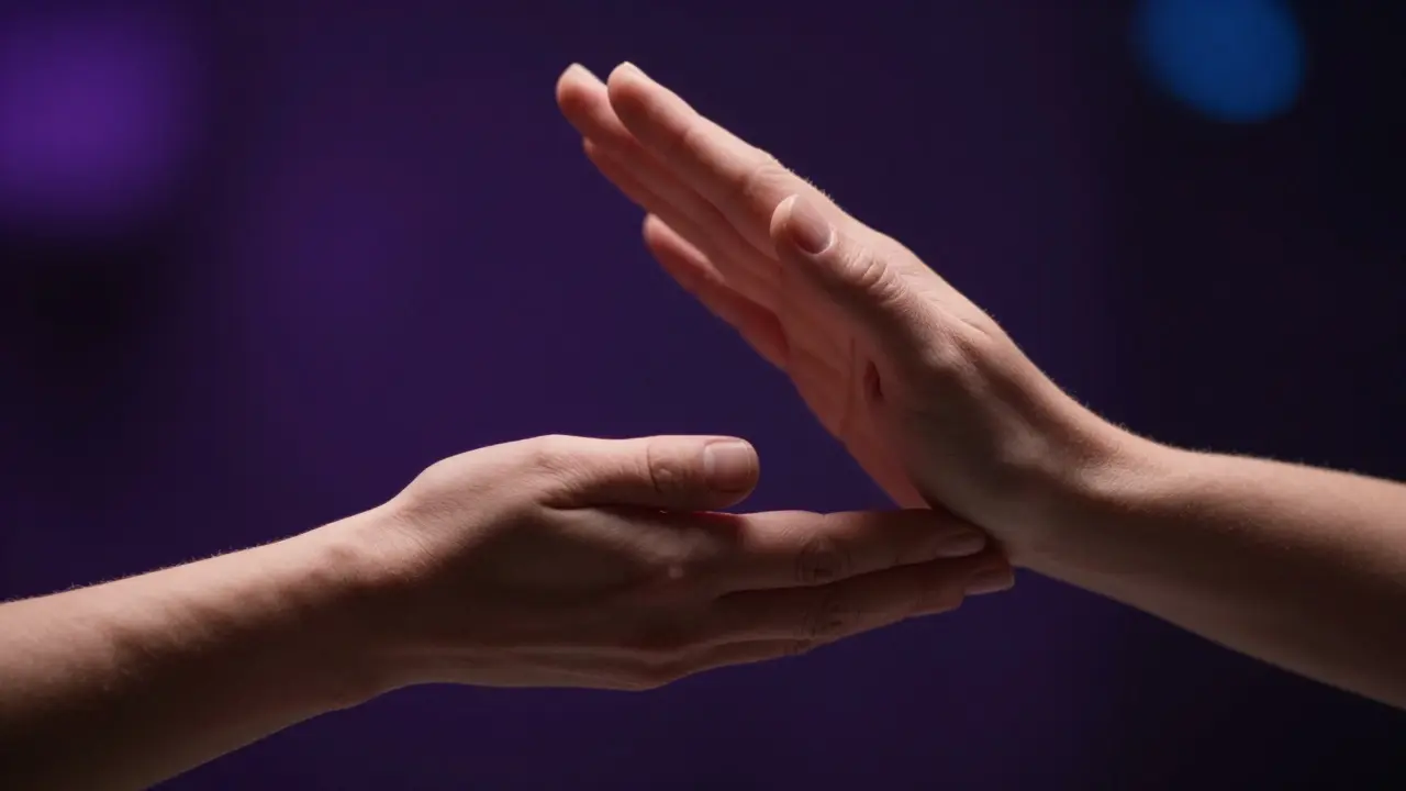 Mains se rencontrant doucement, symbolisant le consentement